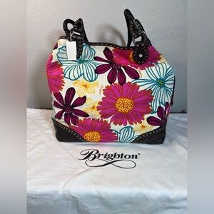 Brighton *NWT* Women’s Large Canvas Hand Bag  Braided Handles/Straps & Dust Bag